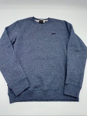 Super dry Men's Heathered Navy Crewneck Sweater medium